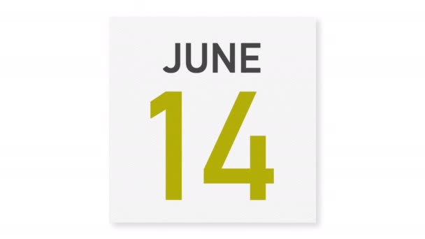 June 15 date behind torn page of a calendar, 3d animation — Stock video