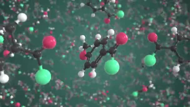 Molecule de chlorure d'anisoyle, modèle moléculaire conceptuel. Boucle conceptuelle animation 3d — Video