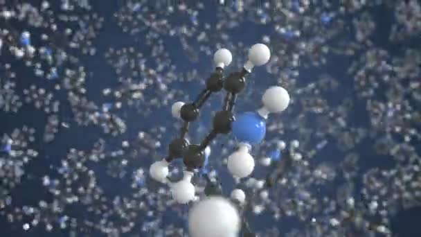 Anilinmolekyl, konceptuell molekylär modell. Vetenskaplig looping 3D-animation — Stockvideo