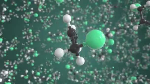 Molekyl av allylklorid, konceptuell molekylär modell. Konceptuell looping 3D-animation — Stockvideo