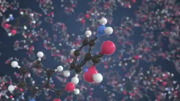 Молекула антранілової кислоти, концептуальна молекулярна модель. Наукова циклічна 3d анімація — стокове відео