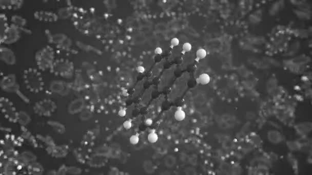 Anthanthrene molekyl, konceptuell molekylär modell. Vetenskaplig looping 3D-animation — Stockvideo