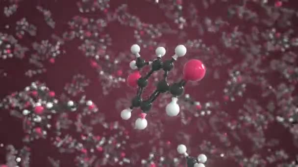 Anisaldehyde molecuul. Conceptueel moleculair model. 3d-animatie voor chemische looping — Stockvideo