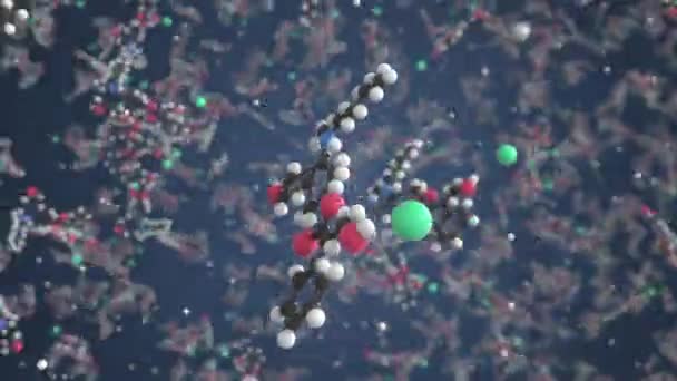 Molekuła butylobromku hioscyny. Model molekularny, płynna animacja 3D — Wideo stockowe