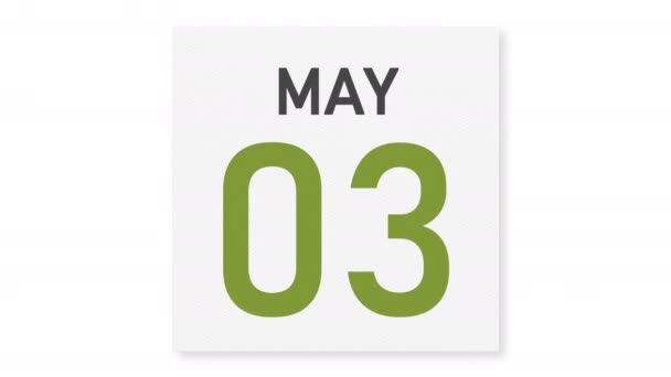4 Μαΐου ημερομηνία πίσω από τσαλακωμένη χάρτινη σελίδα ενός ημερολογίου, 3d animation — Αρχείο Βίντεο