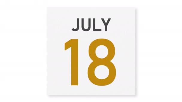 19 Juli tanggal di belakang kertas kusut halaman kalender, animasi 3d — Stok Video