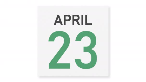 24 april datum bakom skrynklig papperssida i en kalender, 3D-animation — Stockvideo
