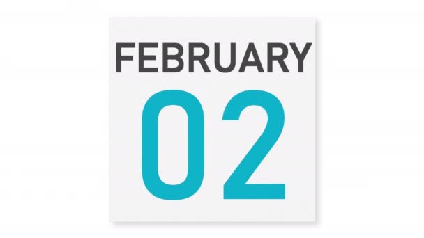 February 3 date behind torn page of a calendar, 3d animation — Stock Video