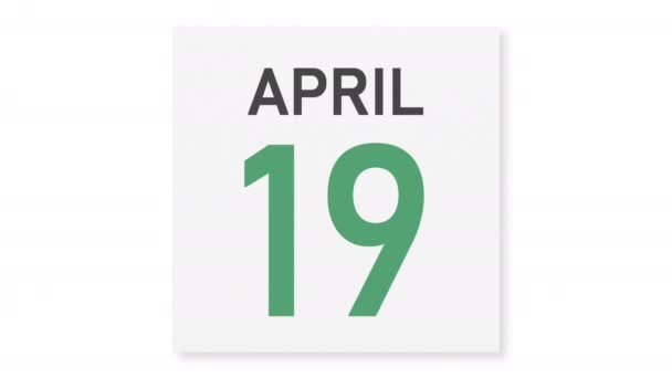 20 Απριλίου ημερομηνία πίσω από τσαλακωμένη χάρτινη σελίδα ενός ημερολογίου, 3d animation — Αρχείο Βίντεο