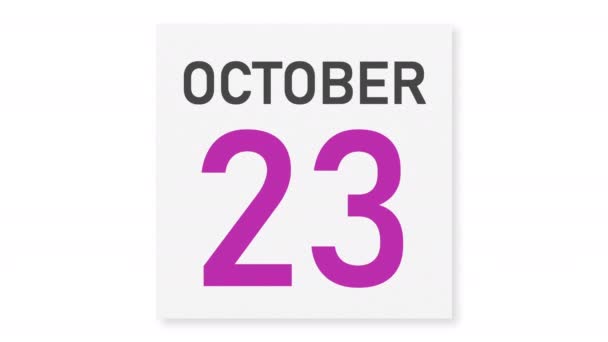 10月24日日期后皱折纸页日历，3D动画 — 图库视频影像