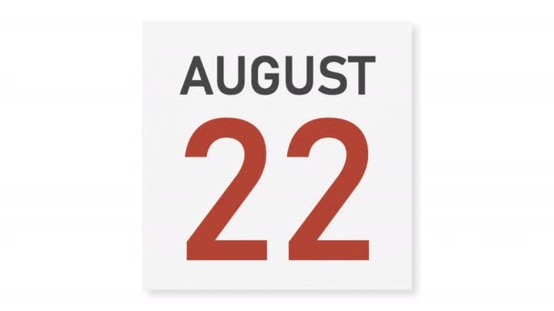8月23日日期后皱折纸页日历，3D动画 — 图库视频影像