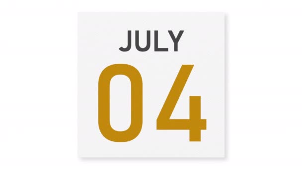 Julho 5 data atrás da página de papel amassada de um calendário, animação 3d — Vídeo de Stock