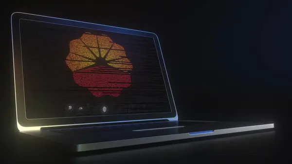 Logo PETROCHINA wykonane z kodu komputerowego na ekranie laptopa. Redakcja konceptualna 3d renderowania — Zdjęcie stockowe