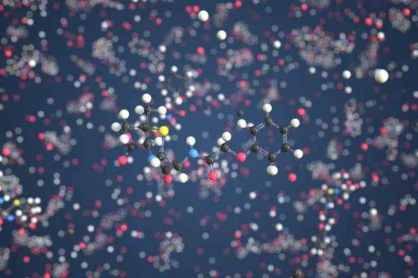 Molekül von Phenoxymethylpenicillin. Molekulares Modell, konzeptuelles 3D-Rendering — Stockfoto