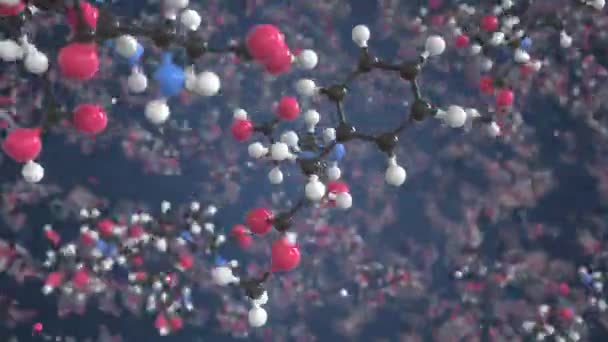 Μόριο ασπαρτάμης, εννοιολογικό μοριακό μοντέλο. Επιστημονική looping 3d animation — Αρχείο Βίντεο