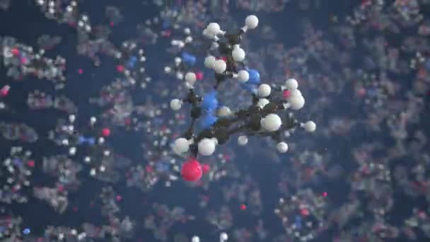 Molécula antipirina, modelo molecular conceptual. Dibujo científico 3d animación — Vídeo de stock