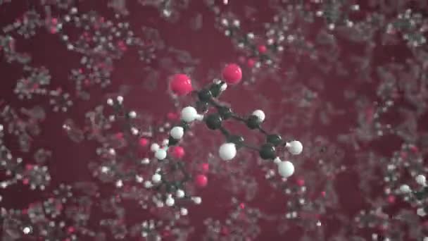 Molecola di benzile, modello molecolare concettuale. Concettuale loop animazione 3d — Video Stock