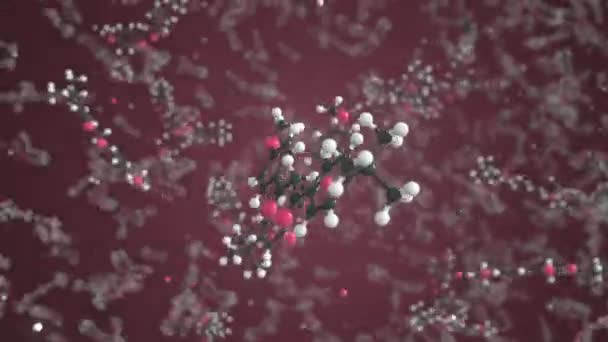Avobenzonmolekyl, konceptuell molekylär modell. Vetenskaplig looping 3D-animation — Stockvideo