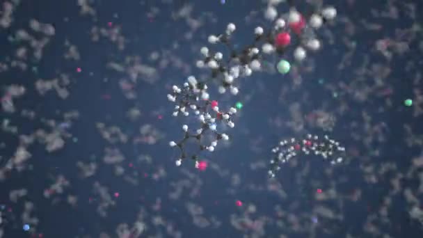 Molekula benzethonium-chloridu, koncepční molekulární model. 3D animace vědecké smyčky — Stock video