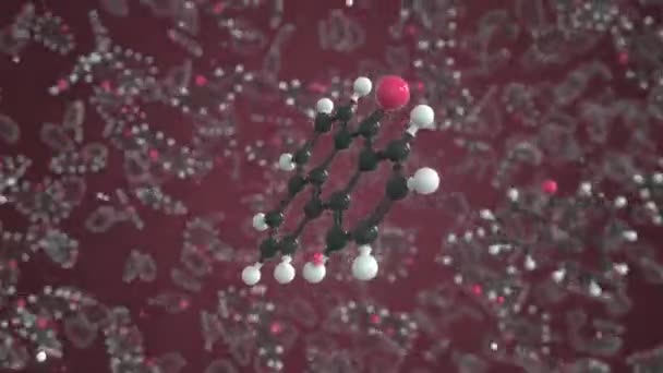 Molecola di benzantrono. Modello molecolare concettuale. Ciclo chimico animazione 3d — Video Stock
