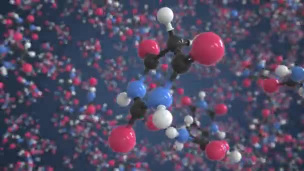 Barbiturik asit molekülü. Kavramsal moleküler model. Kimyasal döngüleme 3d canlandırması — Stok video