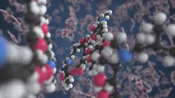 아즈 트로 마이신 분자. 분자 모형, 개념적 인 순환 3d 애니메이션 — 비디오