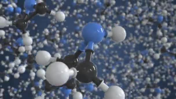 Молекула азиридина, концептуальная молекулярная модель. Концептуальная петля 3D анимации — стоковое видео