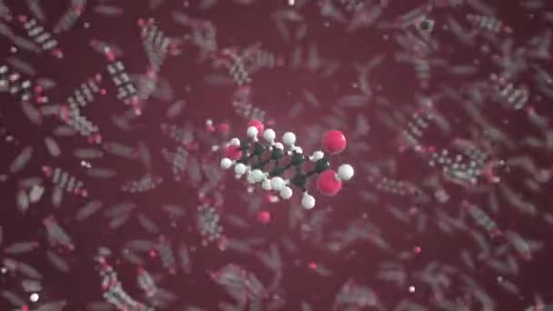 Molekula kyseliny zelaové. Koncepční molekulární model. Chemická smyčka 3D animace — Stock video