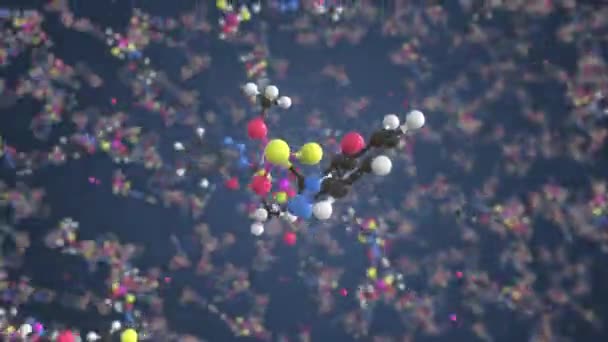 Molekyler av azinfosmetyl, konceptuell molekylär modell. Konceptuell looping 3D-animation — Stockvideo