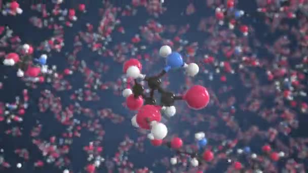 Μοριακό κύτταρο ασπαρτικού οξέος, εννοιολογικό μοριακό μοντέλο. Εννοιολογική looping 3d animation — Αρχείο Βίντεο