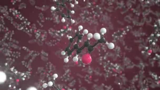 Molekyler av bensylidenaceton, konceptuell molekylmodell. Konceptuell looping 3D-animation — Stockvideo