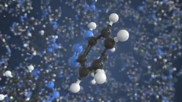 Benzotriazol molekula. Fogalmi molekuláris modell. Kémiai hurok 3D animáció — Stock videók