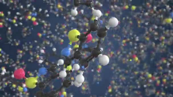 Molecule de benzisothiazolinone, modèle moléculaire conceptuel. Boucle conceptuelle animation 3d — Video