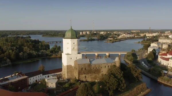 Luchtopname van het historische kasteel van Vyborg, Rusland — Stockfoto