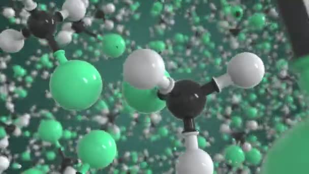 Chloromethane molecule made with balls, scientific molecular model. Chemical looping 3d animation — Stock Video