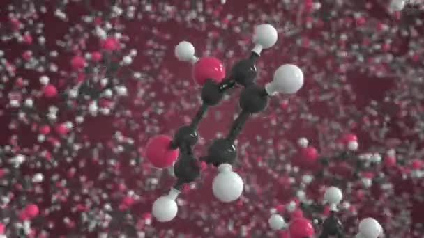 Catechol molecule made with balls, scientific molecular model. Chemical looping 3d animation — Stock Video