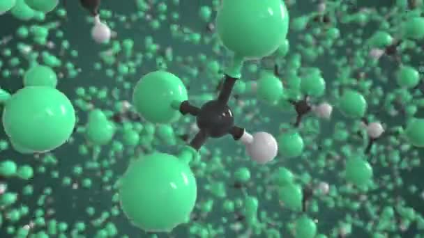 Molekyler av kloroform, konceptuell molekylär modell. Vetenskaplig looping 3D-animation — Stockvideo