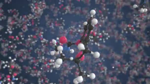 Karbofuran molekyl, konceptuell molekylär modell. Vetenskaplig looping 3D-animation — Stockvideo
