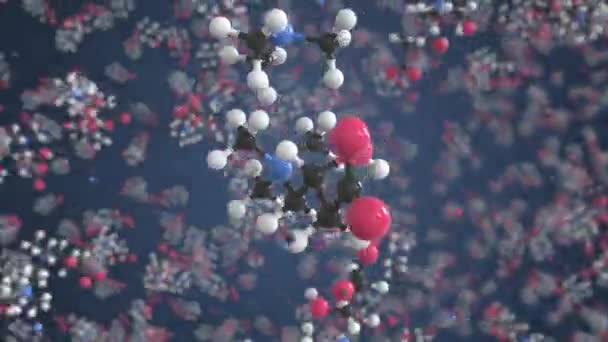 Karnitin molekula, fogalmi molekuláris modell. Tudományos hurok 3D animáció — Stock videók