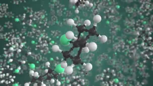 Molécula de bromociclohexano, modelo molecular conceptual. Dibujo científico 3d animación — Vídeos de Stock