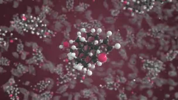 Molekula kavestolu. Koncepční molekulární model. Chemická smyčka 3D animace — Stock video
