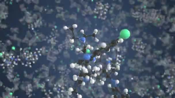 Μόριο χλωροκίνης. Εννοιολογικό μοριακό μοντέλο. Χημικό looping 3d animation — Αρχείο Βίντεο