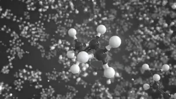 Молекула бутадиеновой смолы, концептуальная молекулярная модель. Трехмерная анимация — стоковое видео
