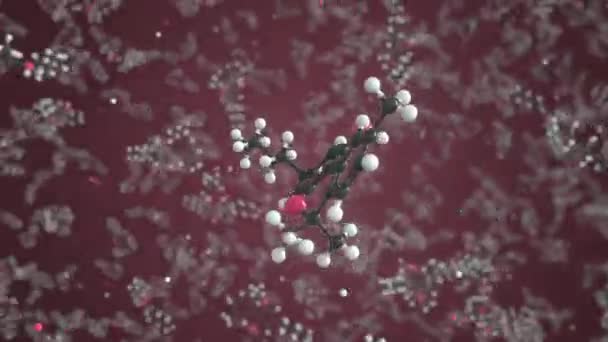 Молекула каннабинола, концептуальная молекулярная модель. Концептуальная петля 3D анимации — стоковое видео