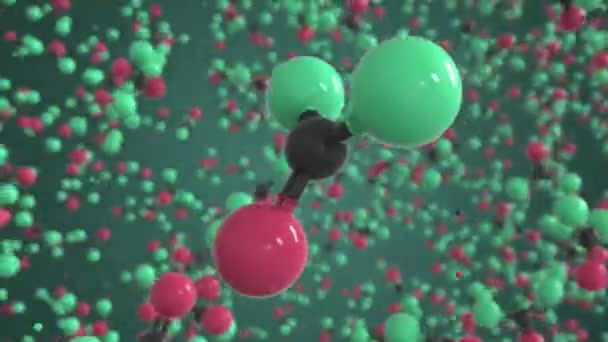 Karbonil florür molekülü. Kavramsal moleküler model. Kimyasal döngüleme 3d canlandırması — Stok video