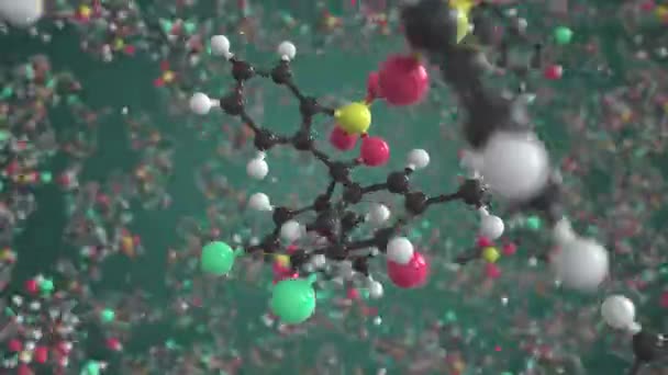 Molécula de bromocresol morado, modelo molecular conceptual. Conceptual looping 3d animación — Vídeo de stock