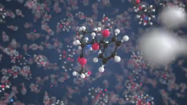 Molecuul van cocaïne, conceptueel moleculair model. Wetenschappelijke looping 3d animatie — Stockvideo