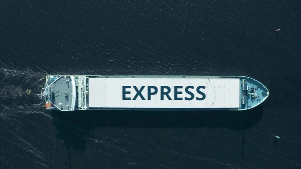 Вид з повітря на транспортування великого вантажного судна з текстом EXPRESS — стокове фото