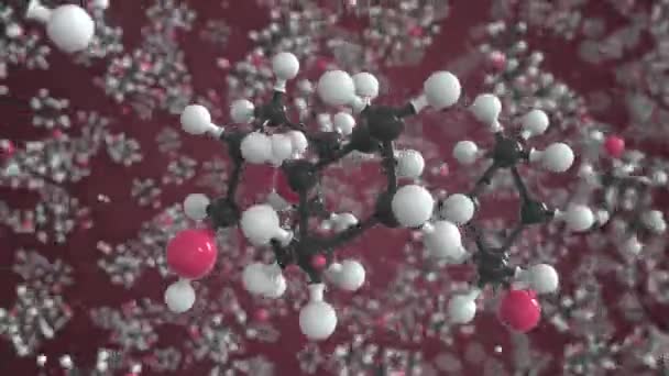 Cyklohexanolmolekylen, konceptuell molekylär modell. Kemisk looping 3D-animering — Stockvideo