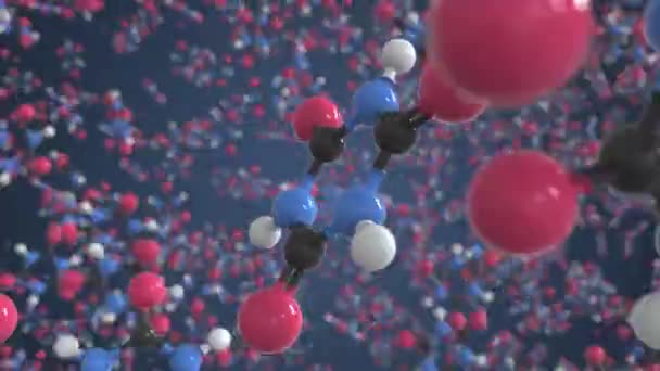 Molécula de ácido cianúrico hecha con bolas, modelo molecular conceptual. Animación química en bucle 3d — Vídeos de Stock